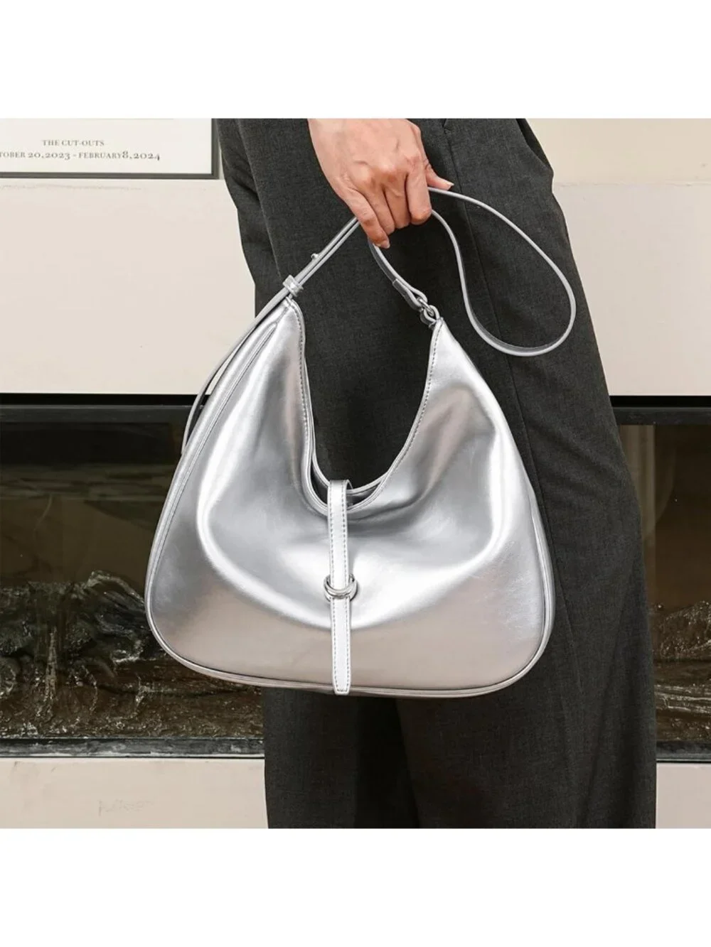 Stylish Faux Leather Hobo Bag, Adjustable Strap Underarm Purse, Lightweight with
